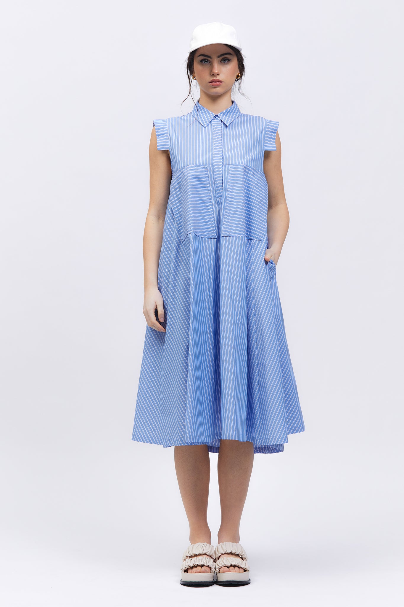 Clare Dress Blue/White Stripe ...